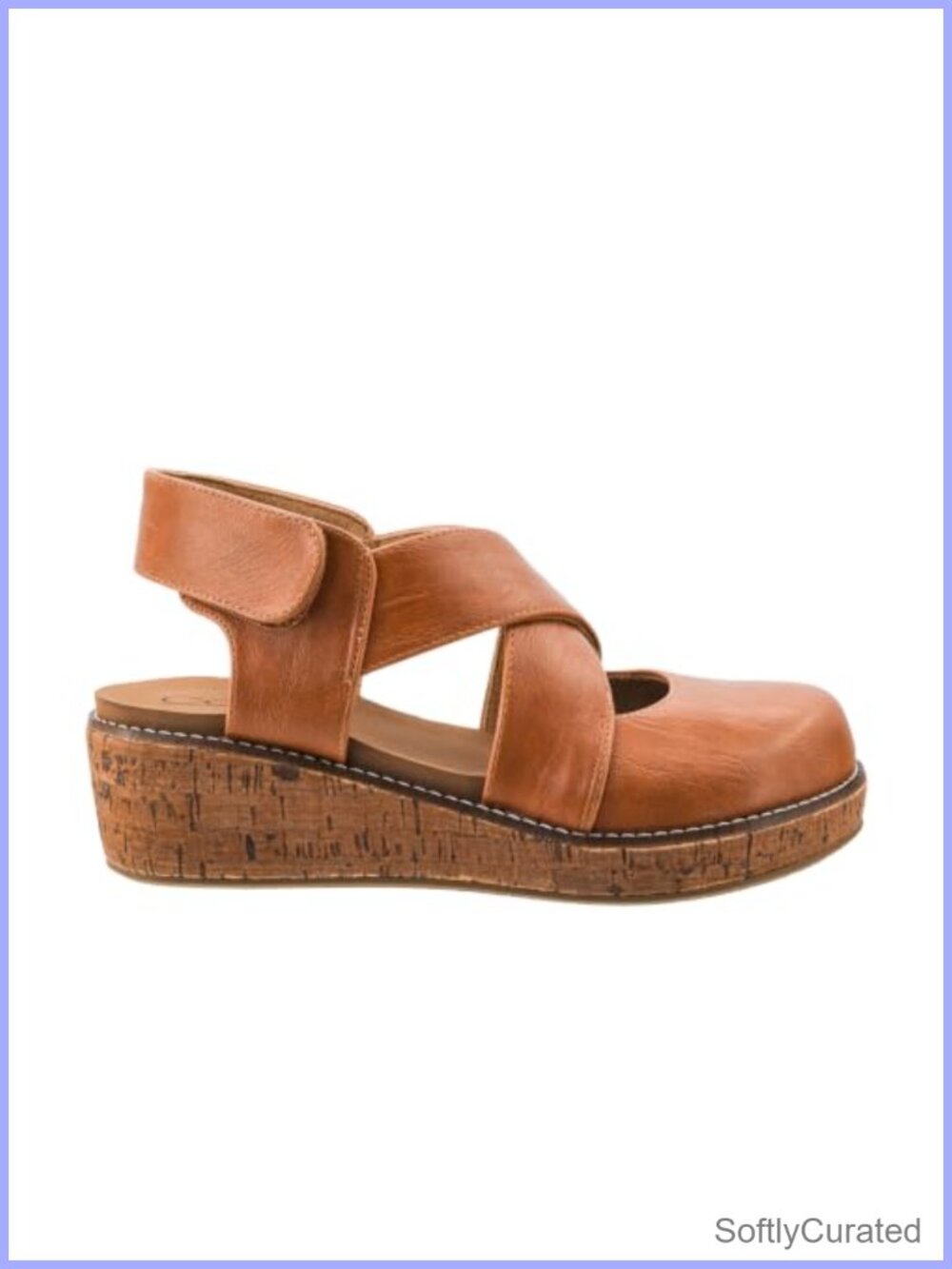 Corkys Faux Leather Wedge Sandal Criss Cross Hook Loop Cushioned Platform